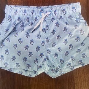 Kids Swim Trunks with Blue Floral Print